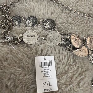 Chico's Silver Medallion Chain Belt